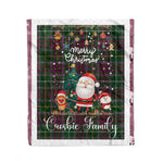 Personalized Gift Tartan Plaid Blanket Clan Crosbie With Funny Santa Snowman Reindeer Merry Christmas Fleece Blanket, Home Living Room, Plaid Blanket, Tartan Blanket, Scottish Blanket, Buffalo fleece blanket, Christmas Blanket