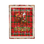 Personalized Gift Plaid Tartan Blanket Clan Sandilands With Moose Lover Xmas Gift Santa Riding Christmas Fleece Blanket