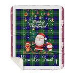 Personalized Gift Tartan Plaid Blanket Clan Alexander With Funny Santa Snowman Reindeer Merry Christmas Gift Sherpa Blanket, blue plaid sherpa blanket,blue tartan sherpa blanket,Buchan,buffalo plaid sherpa blanket,christmas sherpa blanket,Christmas Throw Blanket