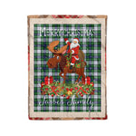 Personalized Gift Plaid Tartan Blanket Clan Forbes Dress With Moose Lover Xmas Gift Santa Riding Christmas Fleece Blanket
