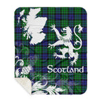 Sherpa Blanket - Tartan Blanket Thistle and Lion Scottish Clan MacCallum Modern Plaid Blanket, plaid sherpa blanket queen,purple sherpa blanket,queen sherpa blanket,queen size sherpa blanket,red sherpa blanket,scottish tartan blankets,sherpa blanket,sherpa christmas blanket