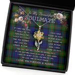 To My Beautiful Soulmate Sunflower Necklace In Your Eyes I Have Found My Home Clan Gunn Tartan Jewelry For Girlfriend, Tartan Sunflower Pendant Necklace, Scottish Tartan Jewelry, valentine necklace, necklace girlfriend, necklace for wife, cute necklaces for girlfriend, jewelry for girlfriend, to my soulmate necklace, to my future wife necklace