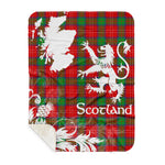 Sherpa Blanket - Tartan Blanket Thistle and Lion Scottish Clan Chisholm Plaid Blanket, plaid sherpa blanket queen,purple sherpa blanket,queen sherpa blanket,queen size sherpa blanket,red sherpa blanket,scottish tartan blankets,sherpa blanket,sherpa christmas blanket