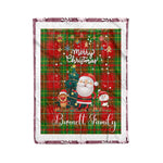 Personalized Gift Tartan Plaid Blanket Clan Burnett Ancient With Funny Santa Snowman Reindeer Merry Christmas Fleece Blanket, Home Living Room, Plaid Blanket, Tartan Blanket, Scottish Blanket, Buffalo fleece blanket, Christmas Blanket