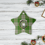 Scotstee Shop - Scotstee Shop Ornament The Cunningham Dress Green Dancers Clan Tartan Crest Star Ceramic Ornament Christmas Gift