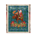 Personalized Gift Plaid Tartan Blanket Clan Sandilands Ancient With Moose Lover Xmas Gift Santa Riding Christmas Fleece Blanket
