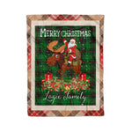 Personalized Gift Plaid Tartan Blanket Clan Logie With Moose Lover Xmas Gift Santa Riding Christmas Fleece Blanket