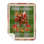 Personalized Gift Plaid Tartan Blanket Clan Cunningham Dress Green Dancers With Moose Lover Xmas Gift Santa Riding Buffalo Plaid Christmas Sherpa Blanket