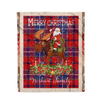Personalized Gift Plaid Tartan Blanket Clan Wishart With Moose Lover Xmas Gift Santa Riding Christmas Fleece Blanket