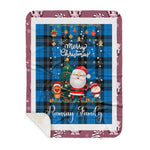 Personalized Gift Tartan Plaid Blanket Clan Ramsay Ancient With Funny Santa Snowman Reindeer Merry Christmas Gift Sherpa Blanket, blue plaid sherpa blanket,blue tartan sherpa blanket,Buchan,buffalo plaid sherpa blanket,christmas sherpa blanket,Christmas Throw Blanket