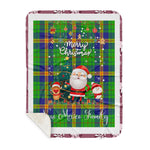 Personalized Gift Tartan Plaid Blanket Clan New Mexico With Funny Santa Snowman Reindeer Merry Christmas Gift Sherpa Blanket, blue plaid sherpa blanket,blue tartan sherpa blanket,Buchan,buffalo plaid sherpa blanket,christmas sherpa blanket,Christmas Throw Blanket