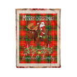 Personalized Gift Plaid Tartan Blanket Clan Turnbull With Moose Lover Xmas Gift Santa Riding Christmas Fleece Blanket