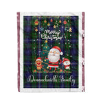 Personalized Gift Tartan Plaid Blanket Clan Donnachaidh Robertson Green With Funny Santa Snowman Reindeer Merry Christmas Fleece Blanket, Home Living Room, Plaid Blanket, Tartan Blanket, Scottish Blanket, Buffalo fleece blanket, Christmas Blanket