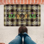 Doormat - Welcome Mat Scottish Clan Dunlop Hunting Tartan Door Mat, Plaid Doormat With Thistle and Two Lion Scottish