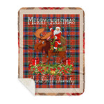 Personalized Gift Plaid Tartan Blanket Clan MacDuff Ancient With Moose Lover Xmas Gift Santa Riding Buffalo Plaid Christmas Sherpa Blanket