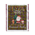 Personalized Gift Tartan Plaid Blanket Clan Kinninmont With Funny Santa Snowman Reindeer Merry Christmas Fleece Blanket, Home Living Room, Plaid Blanket, Tartan Blanket, Scottish Blanket, Buffalo fleece blanket, Christmas Blanket