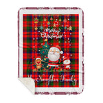 Personalized Gift Tartan Plaid Blanket Clan MacNaughton With Funny Santa Snowman Reindeer Merry Christmas Gift Sherpa Blanket, blue plaid sherpa blanket,blue tartan sherpa blanket,Buchan,buffalo plaid sherpa blanket,christmas sherpa blanket,Christmas Throw Blanket