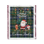 Personalized Gift Tartan Plaid Blanket Clan Cochrane Ancient With Funny Santa Snowman Reindeer Merry Christmas Fleece Blanket, Home Living Room, Plaid Blanket, Tartan Blanket, Scottish Blanket, Buffalo fleece blanket, Christmas Blanket