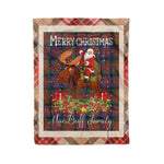Personalized Gift Plaid Tartan Blanket Clan MacDuff Hunting Modern With Moose Lover Xmas Gift Santa Riding Christmas Fleece Blanket