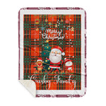 Personalized Gift Tartan Plaid Blanket Clan Crosby With Funny Santa Snowman Reindeer Merry Christmas Gift Sherpa Blanket, blue plaid sherpa blanket,blue tartan sherpa blanket,Buchan,buffalo plaid sherpa blanket,christmas sherpa blanket,Christmas Throw Blanket