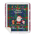 Personalized Gift Tartan Plaid Blanket Clan Aiton Ancient With Funny Santa Snowman Reindeer Merry Christmas Gift Sherpa Blanket, blue plaid sherpa blanket,blue tartan sherpa blanket,Buchan,buffalo plaid sherpa blanket,christmas sherpa blanket,Christmas Throw Blanket