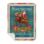 Personalized Gift Plaid Tartan Blanket Clan Oliphant Ancient With Moose Lover Xmas Gift Santa Riding Buffalo Plaid Christmas Sherpa Blanket