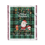 Personalized Gift Tartan Plaid Blanket Clan Wallace Ancient With Funny Santa Snowman Reindeer Merry Christmas Fleece Blanket, Home Living Room, Plaid Blanket, Tartan Blanket, Scottish Blanket, Buffalo fleece blanket, Christmas Blanket