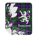 Sherpa Blanket - Tartan Blanket Thistle and Lion Scottish Clan Armstrong Plaid Blanket, plaid sherpa blanket queen,purple sherpa blanket,queen sherpa blanket,queen size sherpa blanket,red sherpa blanket,scottish tartan blankets,sherpa blanket,sherpa christmas blanket