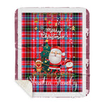 Personalized Gift Tartan Plaid Blanket Clan Straiton With Funny Santa Snowman Reindeer Merry Christmas Gift Sherpa Blanket, blue plaid sherpa blanket,blue tartan sherpa blanket,Buchan,buffalo plaid sherpa blanket,christmas sherpa blanket,Christmas Throw Blanket