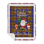 Personalized Gift Tartan Plaid Blanket Clan Balfour Modern With Funny Santa Snowman Reindeer Merry Christmas Gift Sherpa Blanket, blue plaid sherpa blanket,blue tartan sherpa blanket,Buchan,buffalo plaid sherpa blanket,christmas sherpa blanket,Christmas Throw Blanket