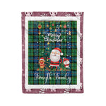 Scotstee Shop - Personalized Gift Tartan Plaid Blanket Clan Forsyth Ancient With Funny Santa Snowman Reindeer Merry Christmas Gift Fleece  Blanket