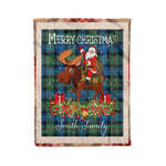 Personalized Gift Plaid Tartan Blanket Clan Smith Ancient With Moose Lover Xmas Gift Santa Riding Christmas Fleece Blanket