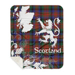 Sherpa Blanket - Tartan Blanket Thistle and Lion Scottish Clan MacDuff Hunting Modern Plaid Blanket, plaid sherpa blanket queen,purple sherpa blanket,queen sherpa blanket,queen size sherpa blanket,red sherpa blanket,scottish tartan blankets,sherpa blanket,sherpa christmas blanket