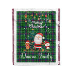 Personalized Gift Tartan Plaid Blanket Clan Duncan Modern With Funny Santa Snowman Reindeer Merry Christmas Fleece Blanket, Home Living Room, Plaid Blanket, Tartan Blanket, Scottish Blanket, Buffalo fleece blanket, Christmas Blanket