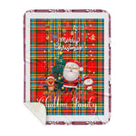 Personalized Gift Tartan Plaid Blanket Clan Chattan Modern With Funny Santa Snowman Reindeer Merry Christmas Gift Sherpa Blanket, blue plaid sherpa blanket,blue tartan sherpa blanket,Buchan,buffalo plaid sherpa blanket,christmas sherpa blanket,Christmas Throw Blanket