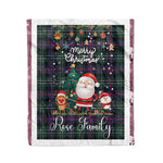 Personalized Gift Tartan Plaid Blanket Clan Rose Hunting Modern With Funny Santa Snowman Reindeer Merry Christmas Fleece Blanket, Home Living Room, Plaid Blanket, Tartan Blanket, Scottish Blanket, Buffalo fleece blanket, Christmas Blanket