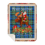Personalized Gift Plaid Tartan Blanket Clan MacLeod Of Harris Ancient With Moose Lover Xmas Gift Santa Riding Plaid Christmas Sherpa Blanket