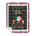 Personalized Gift Tartan Plaid Blanket Clan Lyle With Funny Santa Snowman Reindeer Merry Christmas Gift Sherpa Blanket, blue plaid sherpa blanket,blue tartan sherpa blanket,Buchan,buffalo plaid sherpa blanket,christmas sherpa blanket,Christmas Throw Blanket