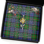 To My Beautiful Soulmate Sunflower Necklace In Your Eyes I Have Found My Home Clan Paterson Tartan Jewelry For Girlfriend, Tartan Sunflower Pendant Necklace, Scottish Tartan Jewelry, valentine necklace, necklace girlfriend, necklace for wife, cute necklaces for girlfriend, jewelry for girlfriend, to my soulmate necklace, to my future wife necklace