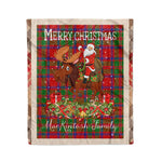 Personalized Gift Plaid Tartan Blanket Clan MacKintosh Modern With Moose Lover Xmas Gift Santa Riding Christmas Fleece Blanket