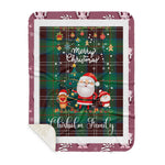 Personalized Gift Tartan Plaid Blanket Clan Chisholm Hunting Ancient With Funny Santa Snowman Reindeer Merry Christmas Gift Sherpa Blanket, blue plaid sherpa blanket,blue tartan sherpa blanket,Buchan,buffalo plaid sherpa blanket,christmas sherpa blanket,Christmas Throw Blanket