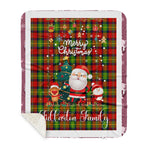 Personalized Gift Tartan Plaid Blanket Clan Fullarton With Funny Santa Snowman Reindeer Merry Christmas Gift Sherpa Blanket, blue plaid sherpa blanket,blue tartan sherpa blanket,Buchan,buffalo plaid sherpa blanket,christmas sherpa blanket,Christmas Throw Blanket