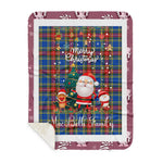 Personalized Gift Tartan Plaid Blanket Clan MacBeth Modern With Funny Santa Snowman Reindeer Merry Christmas Gift Sherpa Blanket, blue plaid sherpa blanket,blue tartan sherpa blanket,Buchan,buffalo plaid sherpa blanket,christmas sherpa blanket,Christmas Throw Blanket