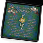 To My Beautiful Soulmate Sunflower Necklace In Your Eyes I Have Found My Home Clan Lammie Tartan Jewelry For Girlfriend, Tartan Sunflower Pendant Necklace, Scottish Tartan Jewelry, valentine necklace, necklace girlfriend, necklace for wife, cute necklaces for girlfriend, jewelry for girlfriend, to my soulmate necklace, to my future wife necklace