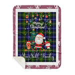 Personalized Gift Tartan Plaid Blanket Clan MacNeill Of Barra With Funny Santa Snowman Reindeer Merry Christmas Gift Sherpa Blanket, blue plaid sherpa blanket,blue tartan sherpa blanket,Buchan,buffalo plaid sherpa blanket,christmas sherpa blanket,Christmas Throw Blanket