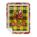 Personalized Gift Plaid Tartan Blanket Clan MacLachlan With Moose Lover Xmas Gift Santa Riding Plaid Christmas Sherpa Blanket