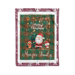 Personalized Gift Tartan Plaid Blanket Clan Menzies Green Ancient With Funny Santa Snowman Reindeer Merry Christmas Fleece Blanket, Home Living Room, Plaid Blanket, Tartan Blanket, Scottish Blanket, Buffalo fleece blanket, Christmas Blanket