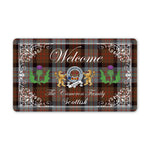 Doormat - Welcome Mat Scottish Clan Badge Cameron Of Erracht Weathered Tartan Door Mat, Plaid Doormat With Thistle and Two Lion Scottish