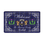 Doormat - Welcome Mat Scottish Clan Fleming Tartan Door Mat, Plaid Doormat With Thistle and Two Lion Scottish