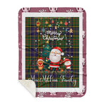 Personalized Gift Tartan Plaid Blanket Clan MacMillan Hunting Modern With Funny Santa Snowman Reindeer Merry Christmas Gift Sherpa Blanket, blue plaid sherpa blanket,blue tartan sherpa blanket,Buchan,buffalo plaid sherpa blanket,christmas sherpa blanket,Christmas Throw Blanket